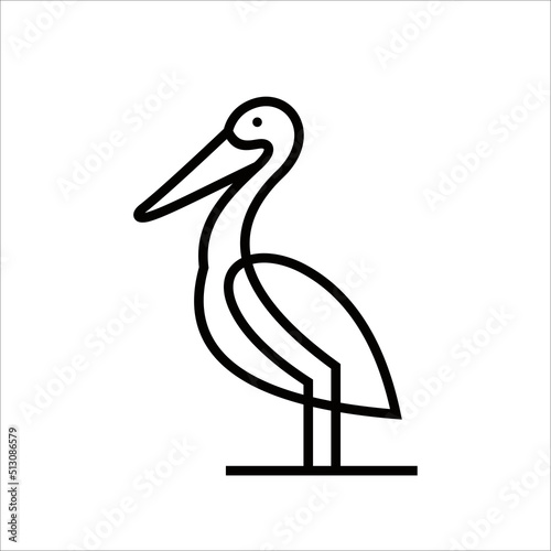 Vector Outline style Pelican Bird. Can be used as Logo, Brands, Mascots, and Tattoo Within Black Color and White 