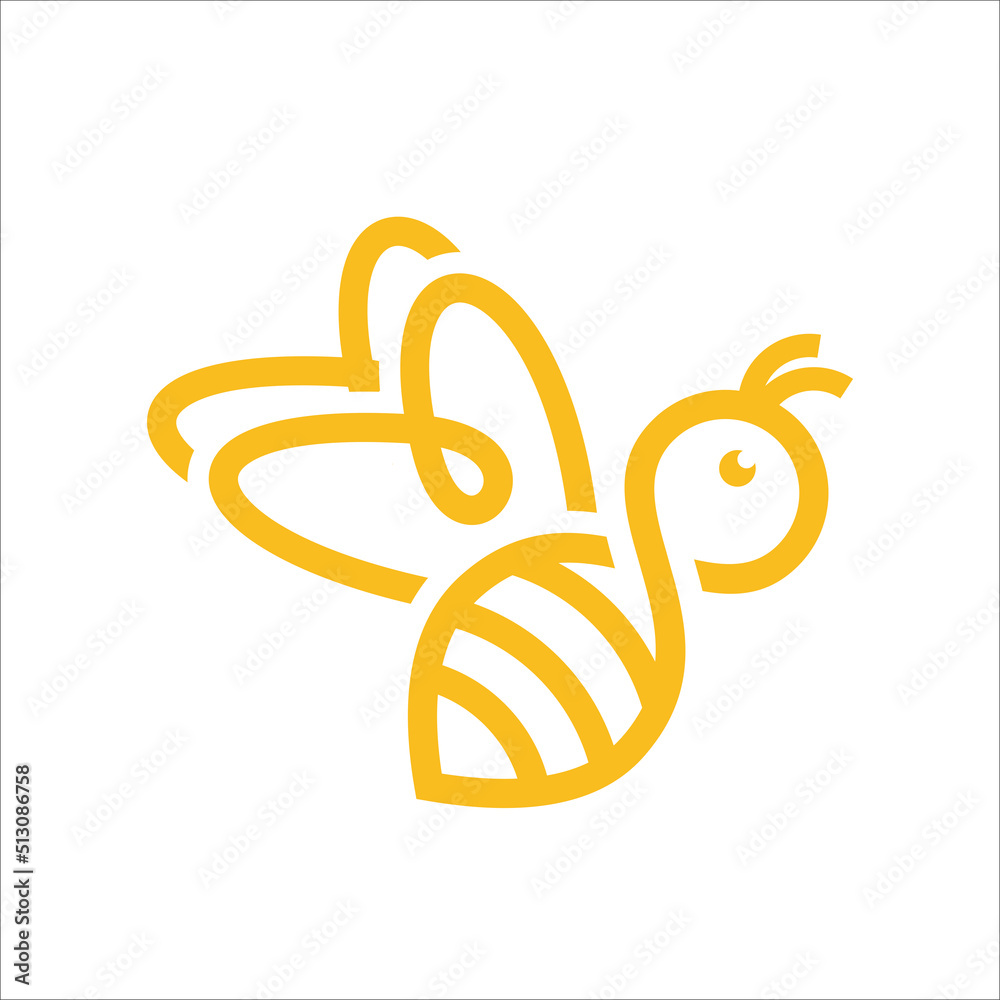 Vector Outline style infinity Bee. Can be used as Logo, Brands, Mascots, and Tattoo Within Yellow Color and White Background Vector Outline style infinity Bee. Can be used as Logo, Brands, Mascots, and Tattoo Within Yellow Color and White Background