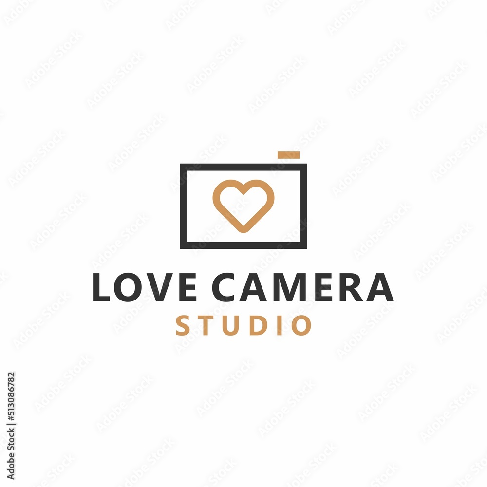 Family Fun Studio Photo with Love Symbol Logo Design