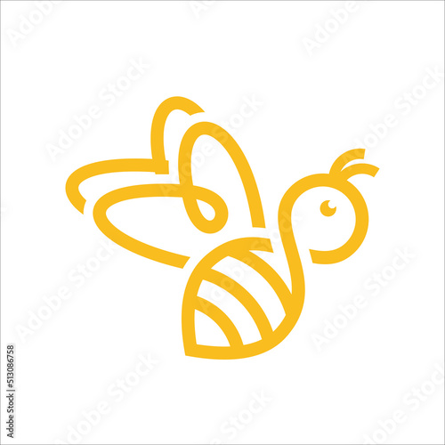 Vector Outline style infinity Bee. Can be used as Logo, Brands, Mascots, and Tattoo Within Yellow Color and White Background