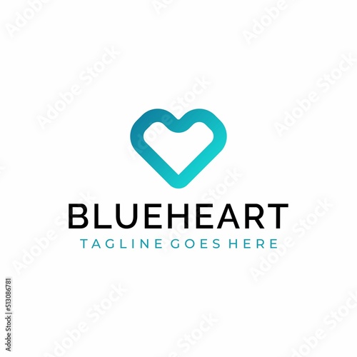 Blue Heart Love Symbol Modern Logo Design