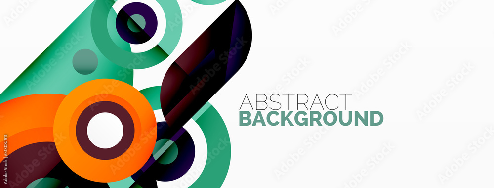 Abstract round shapes background. Minimalist decoration. Geometric background with circles and rings