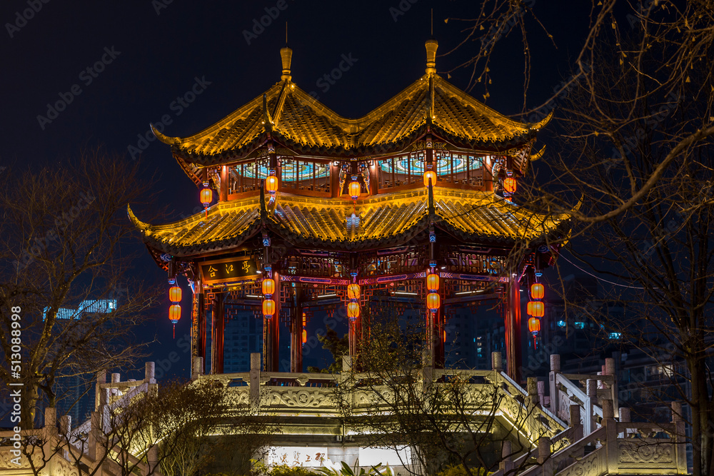 chinese new year and traditional building in Chengdu