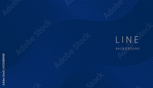 Abstract gradient wave lines curve on dark blue background. Luxury wavy stripes pattern design. Modern and Minimal concept. Can use for template brochure, poster, banner web, print. Vector EPS10.