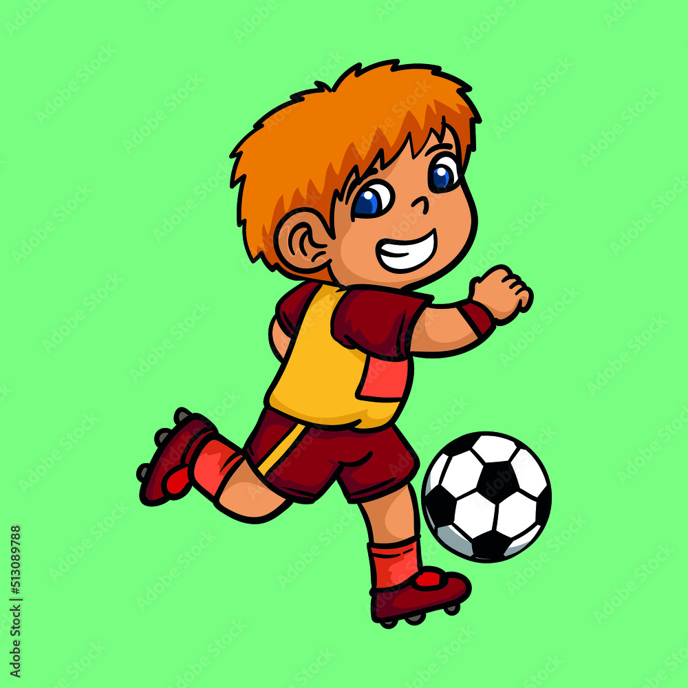 cute kid playing ball, cartoon vector illustration cute kid playing ball, cartoon vector illustration