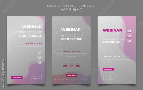 Social media template with gray and purple background for webinar invitation or advertising design
