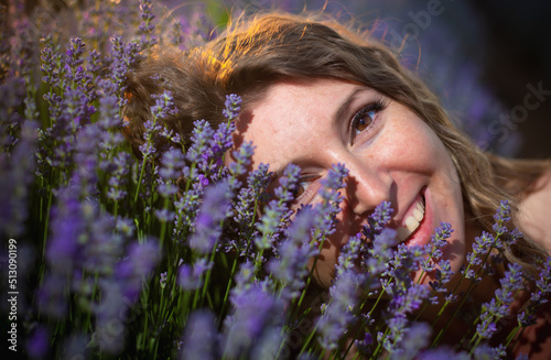 portrait of a woman in lavender field photo