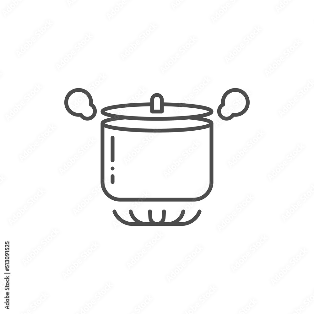 Boiling pot on gas stove vector icon. outline flat sign for mobile concept and web design. Boiling saucepan outline icon. Symbol, logo illustration. Vector graphics Boiling pot on gas stove vector icon. outline flat sign for mobile concept and web design. Boiling saucepan outline icon. Symbol, logo illustration. Vector graphics