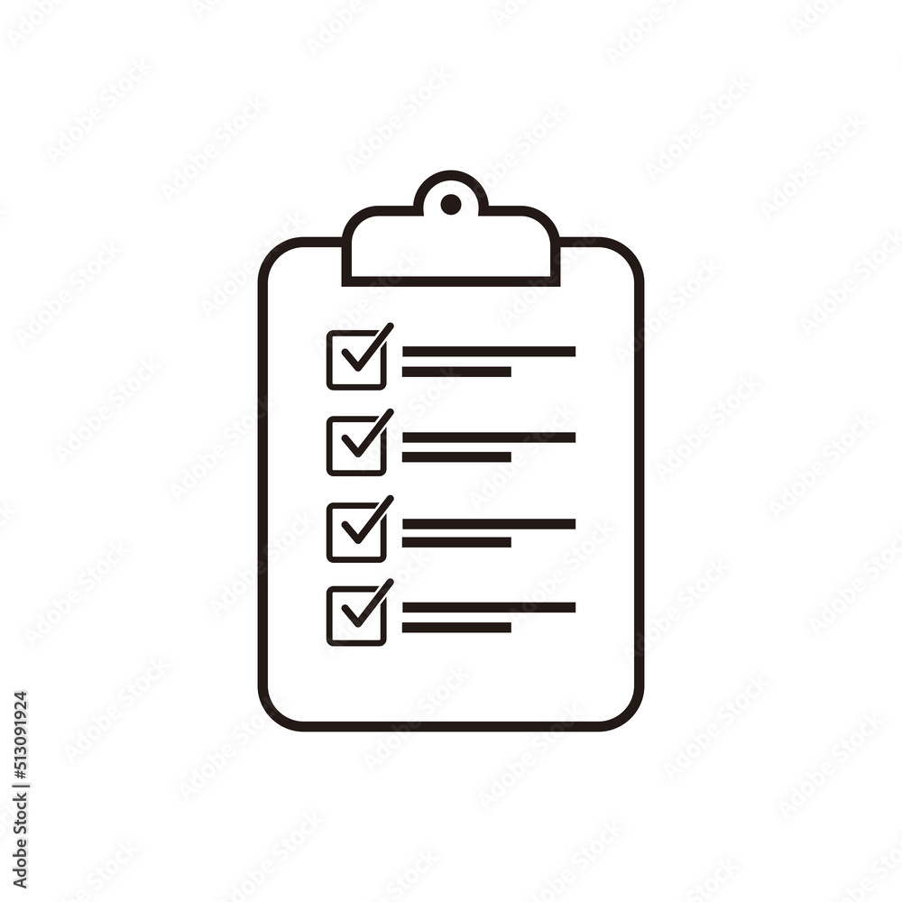 Clipboard line icon. Checklist sign symbol for website and app design on white background Clipboard line icon. Checklist sign symbol for website and app design on white background