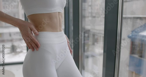 Closeup cropped of unrecognizable fit woman wearing lingerie