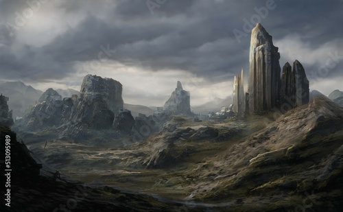 Fantasy world backgrounds with castles,buildings,mountains,alien planet,different world