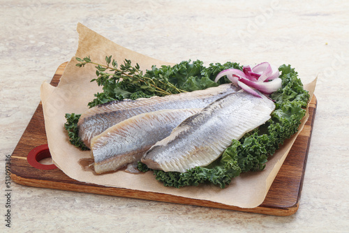 Marinated Herring fillet with onion