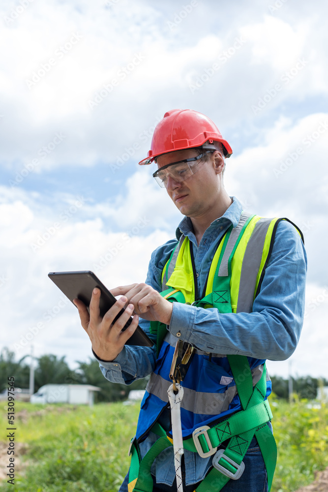 Foreman or worker work at factory site. Engineer working on construction site. Foreman or worker work at factory site. Engineer working on construction site.