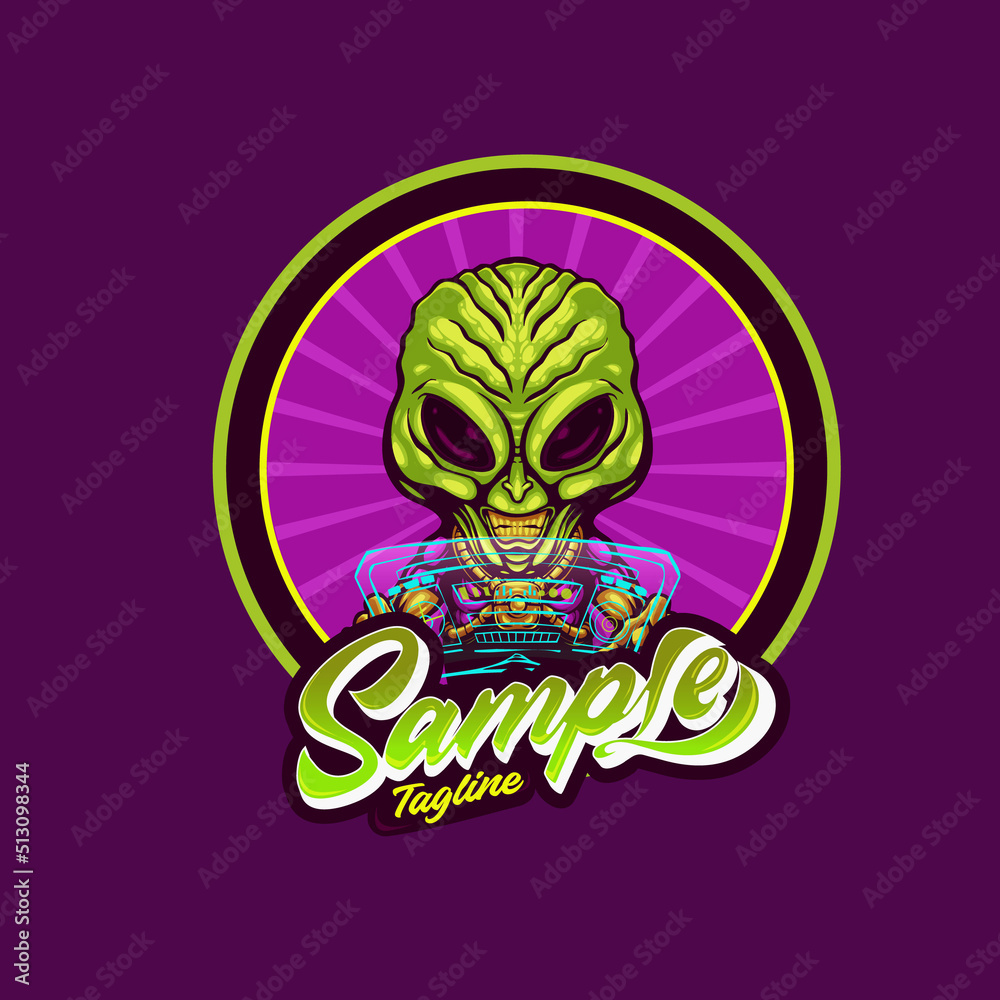 alien logo mascot character vector