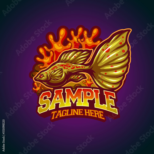 guppy fish template mascot logo vector