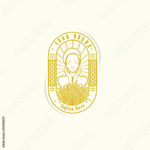 women fashion hi jab muslim mascot logo