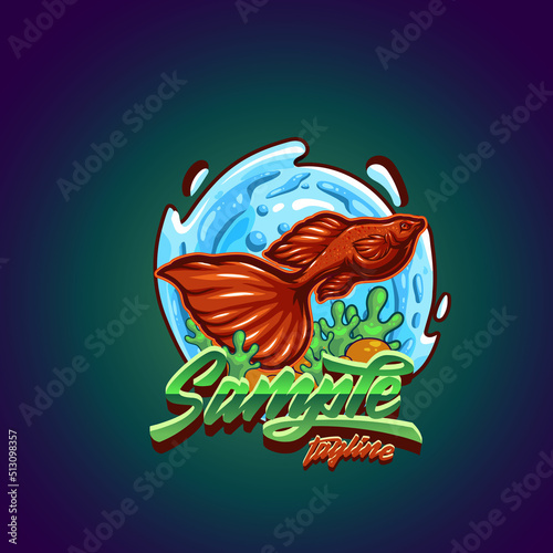 guppy fish template mascot logo vector