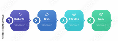 Timeline infographic 4 options process business journey design elements vector template