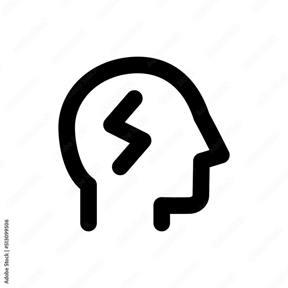 Simple headache icon, Vector outline icon on white background. Simple headache icon, Vector outline icon on white background.