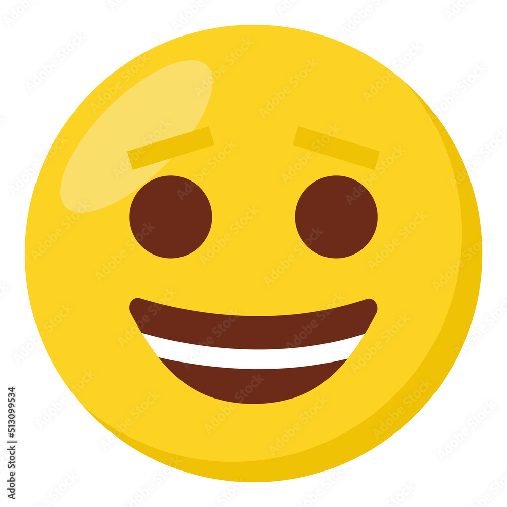 Fototapeta premium Happy face expression character emoji flat icon.