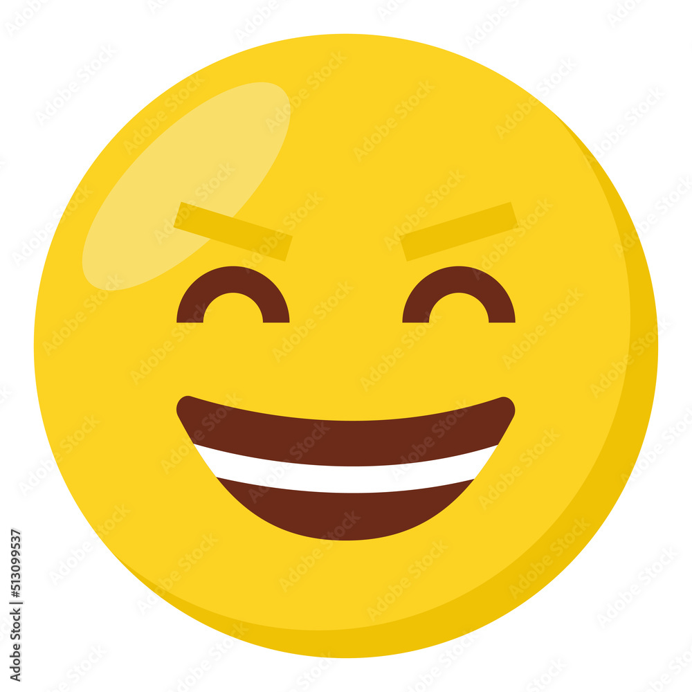 Happy face expression character emoji flat icon. Happy face expression character emoji flat icon.