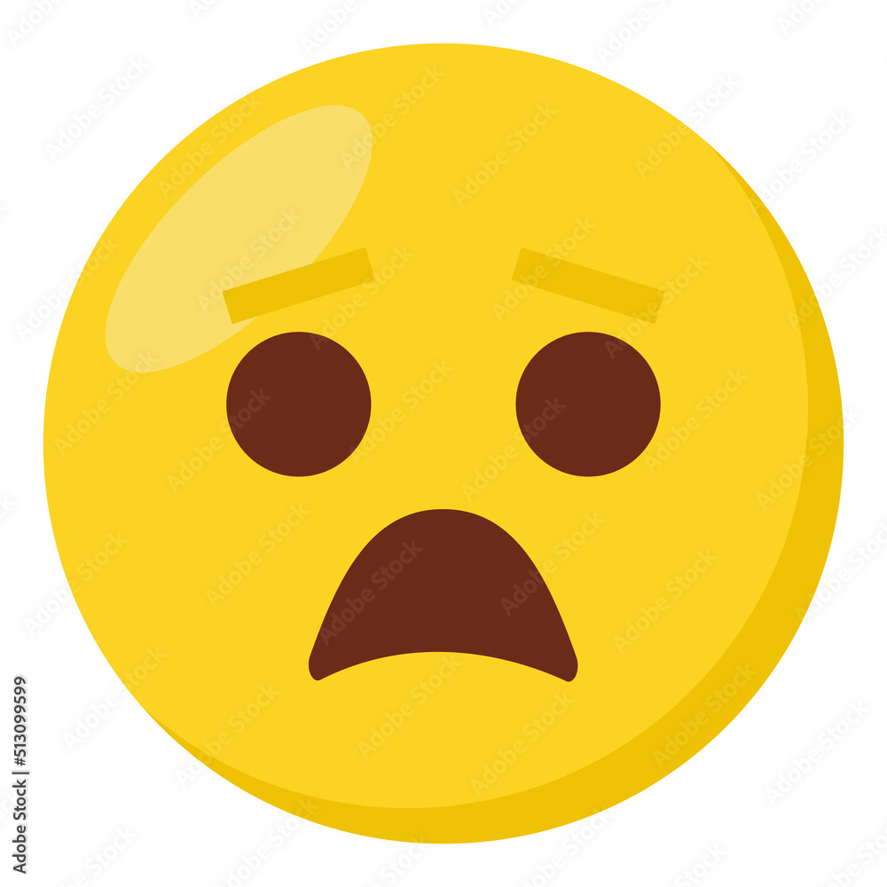 Fototapeta premium Fearful face expression character emoji flat icon.