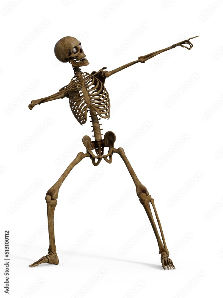 3d-illustration of an isolated fantasy skeleton making a bolt 3d-illustration of an isolated fantasy skeleton making a bolt