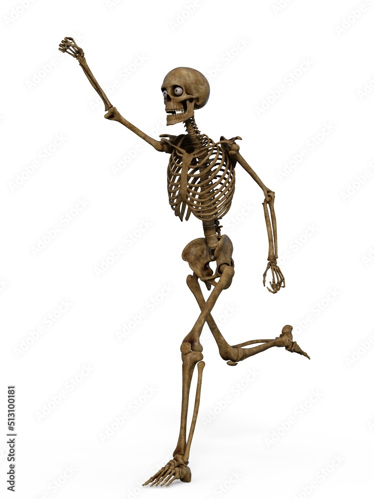 3d-illustration of an isolated fantasy skeleton winning a race 3d-illustration of an isolated fantasy skeleton winning a race