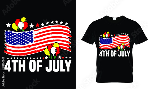 USA Independence Day (4th of july ). T-Shirt Design Template. photo