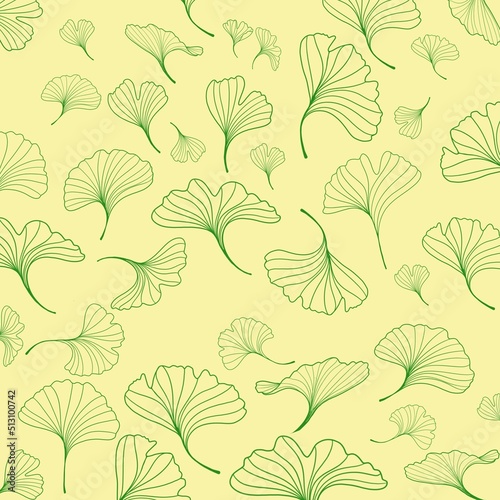 beautiful colorful pattern with ginkgo biloba leaves - bright floral pattern