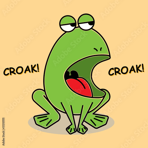 A frog character croaking with boring expression