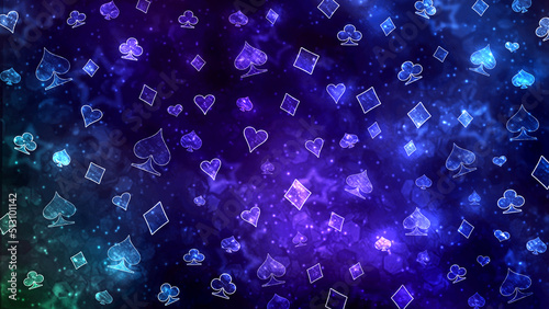 Blue abstract poker bokeh pattern.