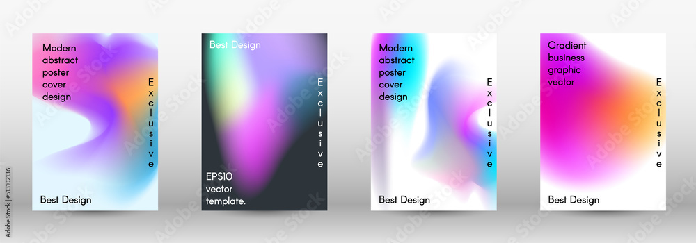 Set for liquid. Holographic abstract backgrounds.  Bright mesh blurred pattern in pink, blue, green tones.  Cover, poster, wallpaper. Colorful abstract texture. Poster design template.