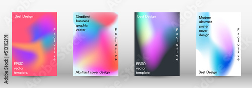 Set for liquid on colorful background.  Bright mesh blurred pattern in pink, blue, green tones.  Fashionable advertising vector in retro for book, annual, mobile interface, web application.