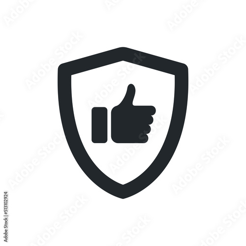 flat vector image isolated on white background, like icon and shield, quality guarantee or reliable protection