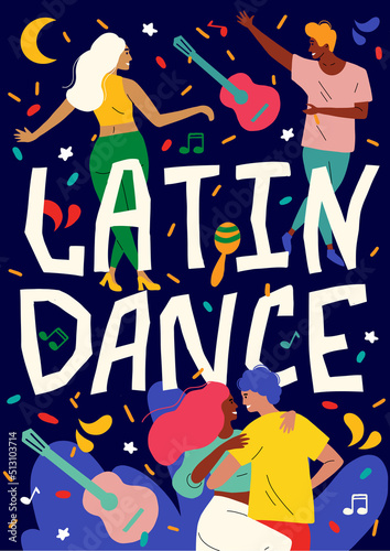Young guy and girl dancing latin dances. Dancers dance bachata. A man and a woman show Salsa.