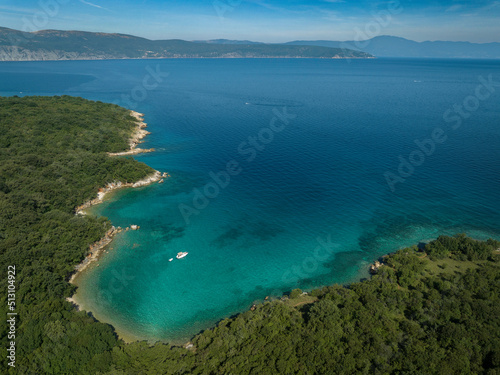 Bay with turquoise crystal clear water on island Krk, Kvarner, Croatia