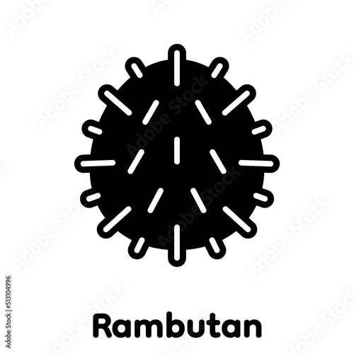 Rambutan glyph icon, Vector, Illustration.