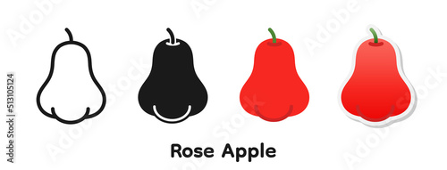 Vector icon set of Rose apple. photo