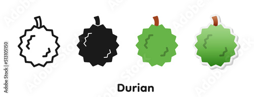 Vector icon set of Durian.