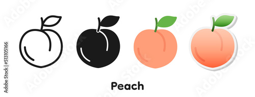 Vector icon set of Peach.
