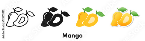 Vector icon set of Mango.