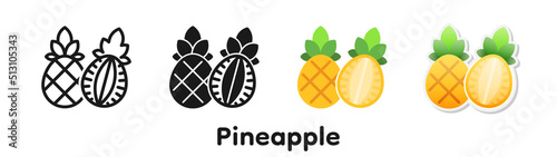 Vector icon set of Pineapple.