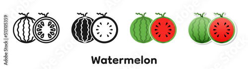 Vector icon set of Watermelon.