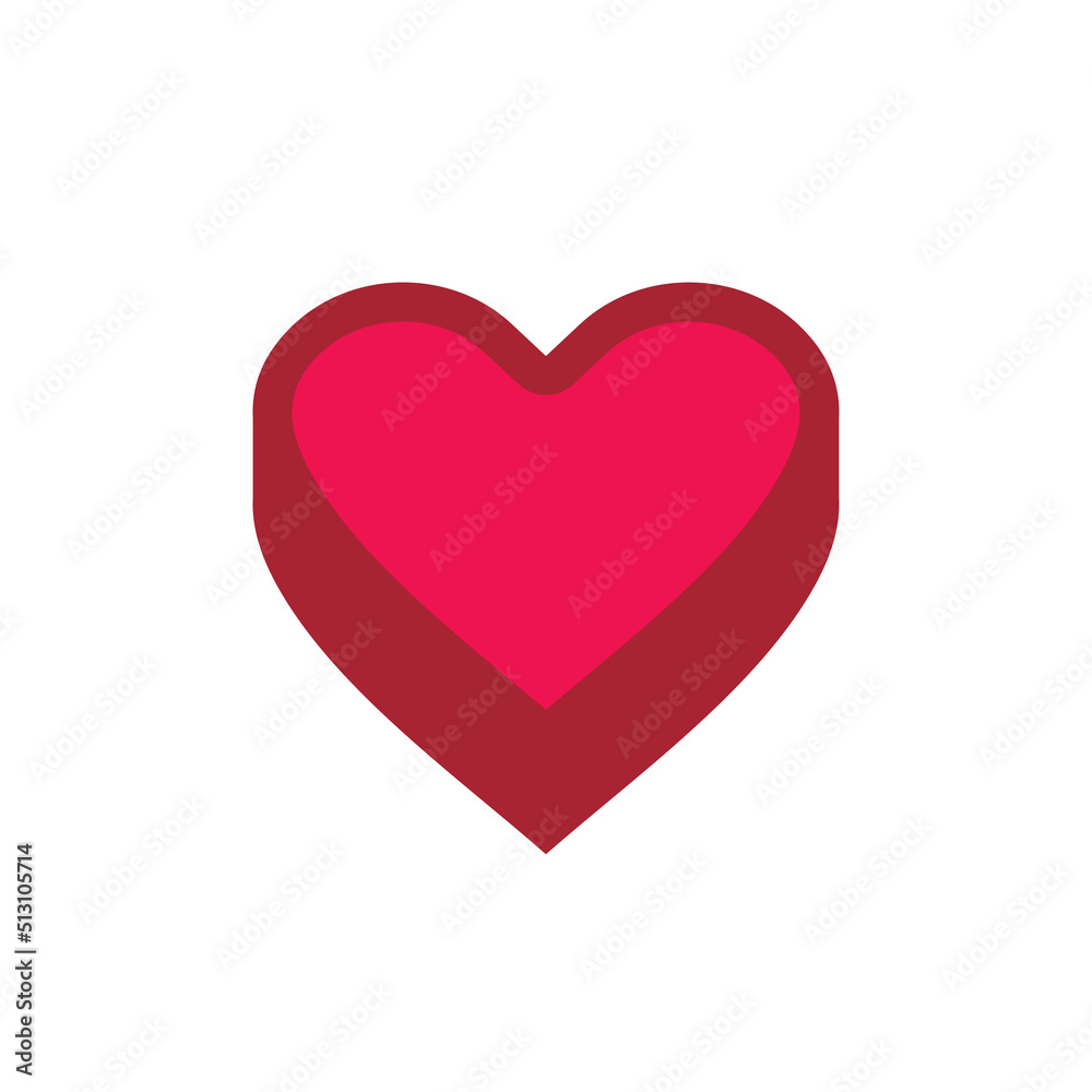 Red heart shape logo icon design, simple love symbol, cute love logo illustration