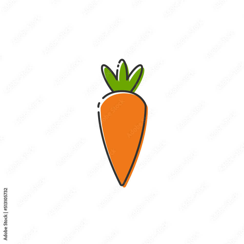Carrot fruit vector isolated. Cartoon Carrot icon on white background Carrot fruit vector isolated. Cartoon Carrot icon on white background