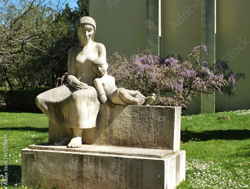 Mother and child statue in the Dom Carlos I park in Caldas da Rainha, Centro - Portugal  photo