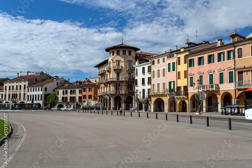 Houses at the Prato della Valle square in Padua on a summer day