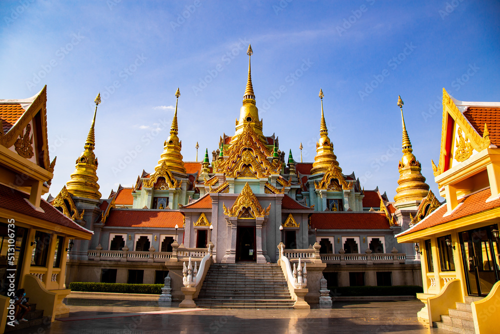 Naklejka premium Phra Mahathat Chedi Phakdee Prakat temple in Prachuap Khiri Khan, Thailand