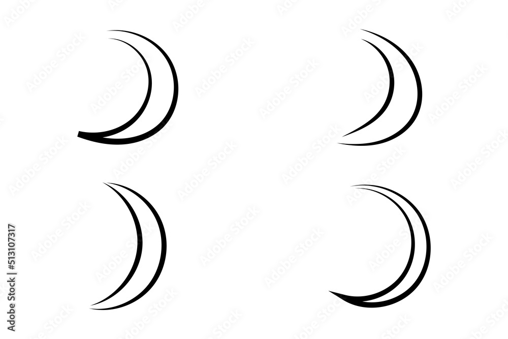 A set of hand drawn simple halfmoons. Good for any projects. A set of hand drawn simple halfmoons. Good for any projects.